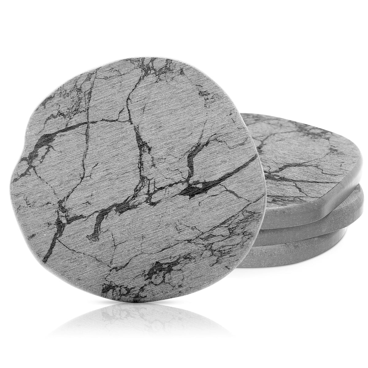 Diatomaceous Earth Coasters Set of 4，Cool Absorbent Quick-Dry Drink Coasters for Desks, Cute Modern Stone Design with Stylish White Aesthetic (4, White)