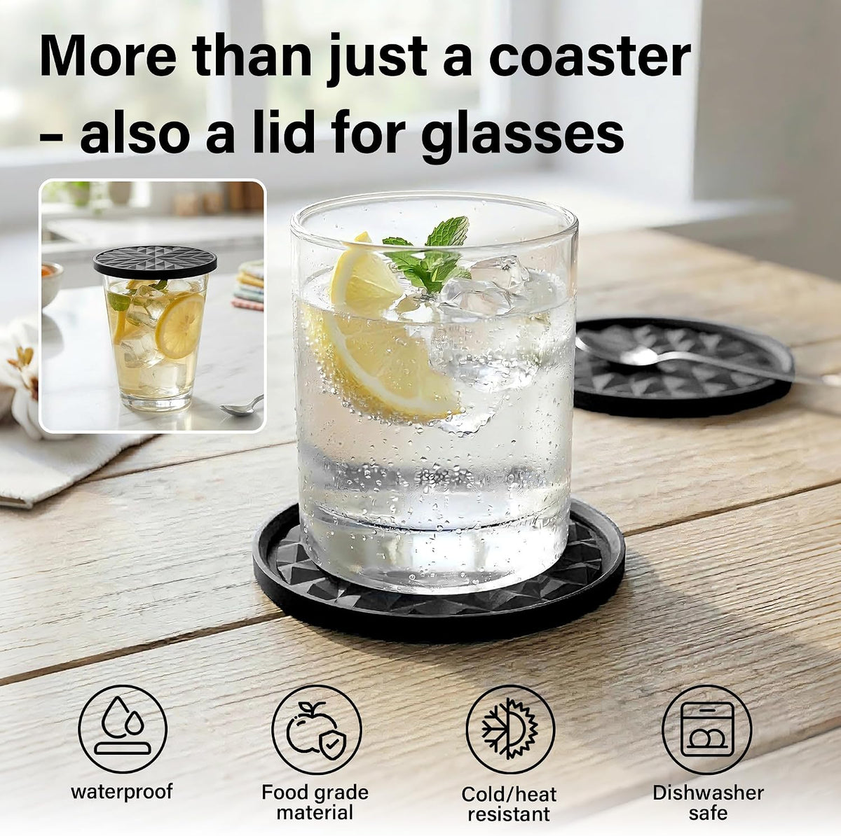 Silicone Drink Coasters Set of 4, Coaster for Desk