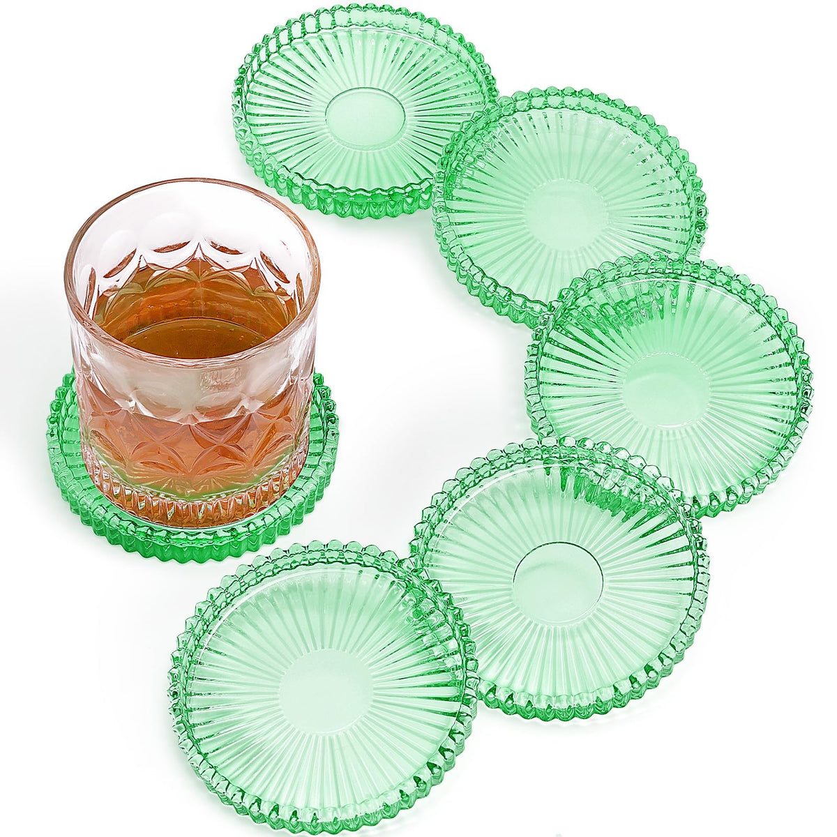 Modern Clear Glass Coasters Set of 6, Cute Coasters Table Mats for Drinks