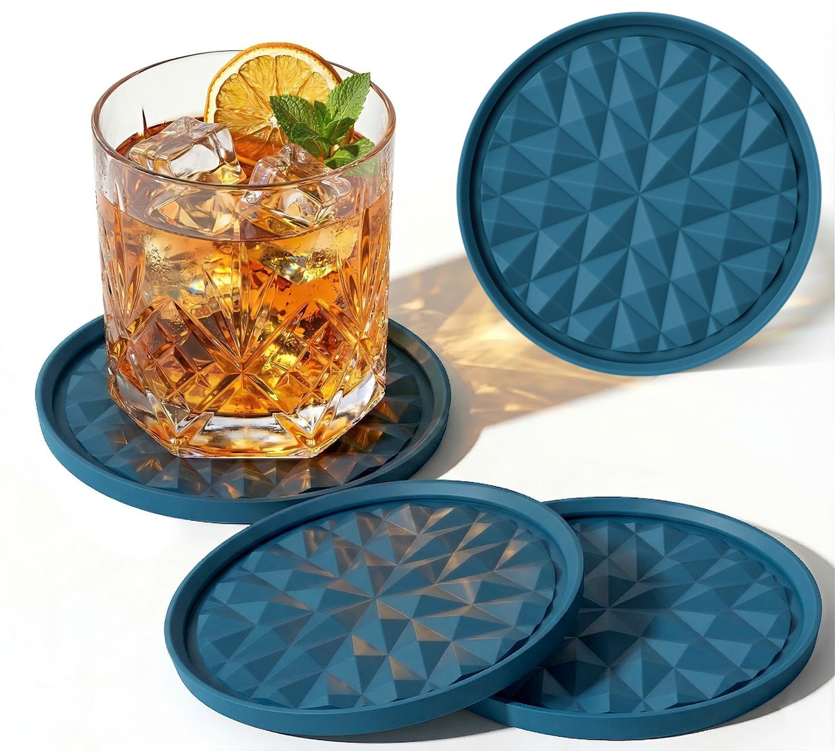 Silicone Drink Coasters Set of 4, Coaster for Desk