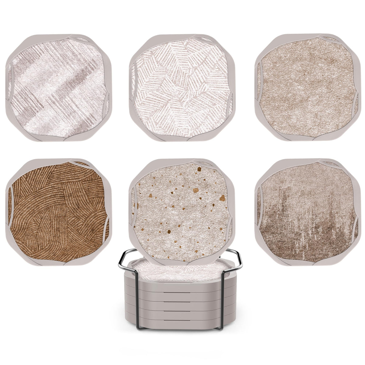 UMIRRO Absorbent Felt & Silicone Drink Cup Coasters Set of 6 with Holder