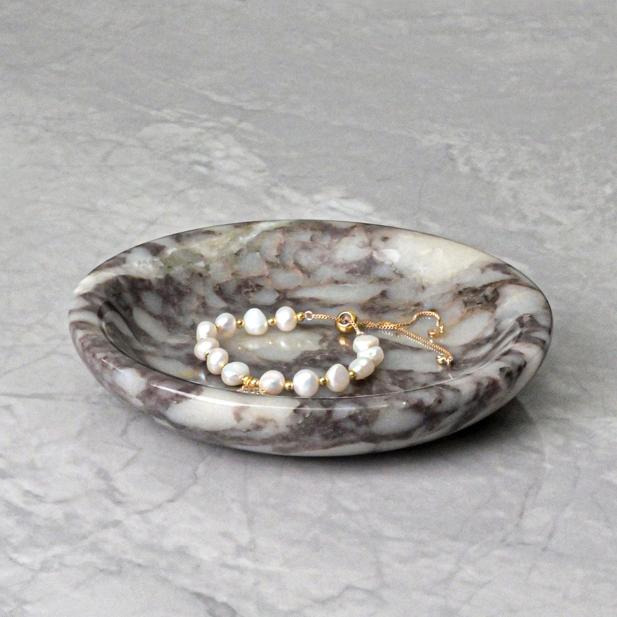 ZSHAWN Natural Marble Ring Dish Jewelry Tray – 5.5" Trinket Dish