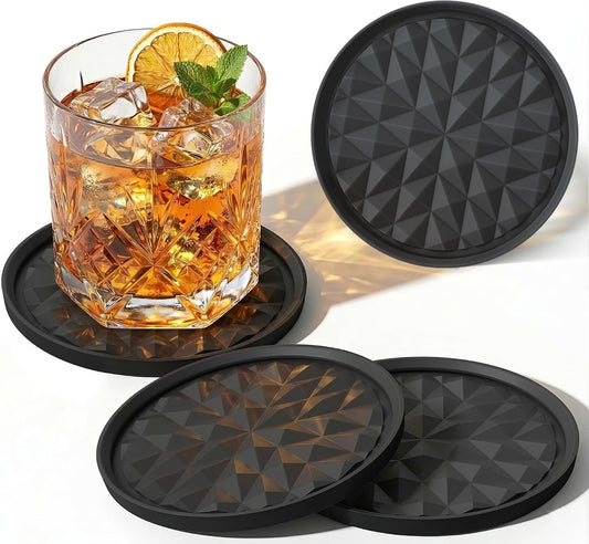 Silicone Drink Coasters Set of 4, Coaster for Desk