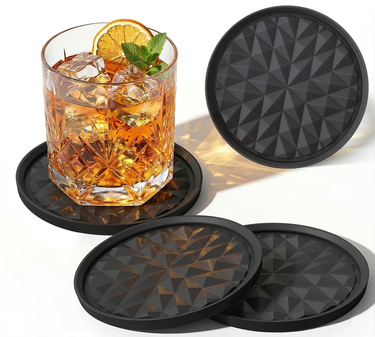 Silicone Drink Coasters Set of 4, Coaster for Desk