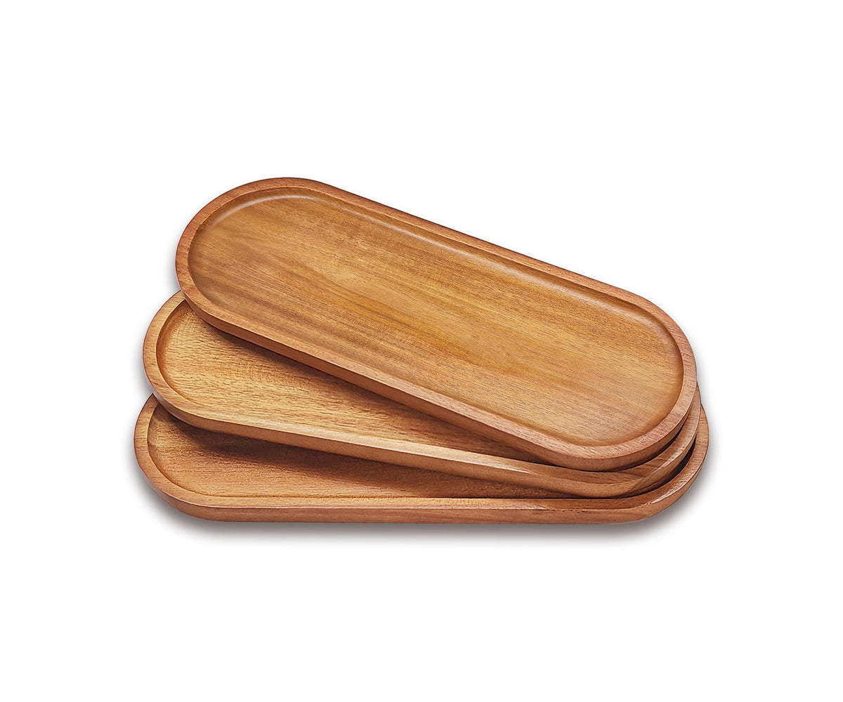 Small Wooden Tray (7.5 x 4.1 inch), Oval Mini Serving Tray