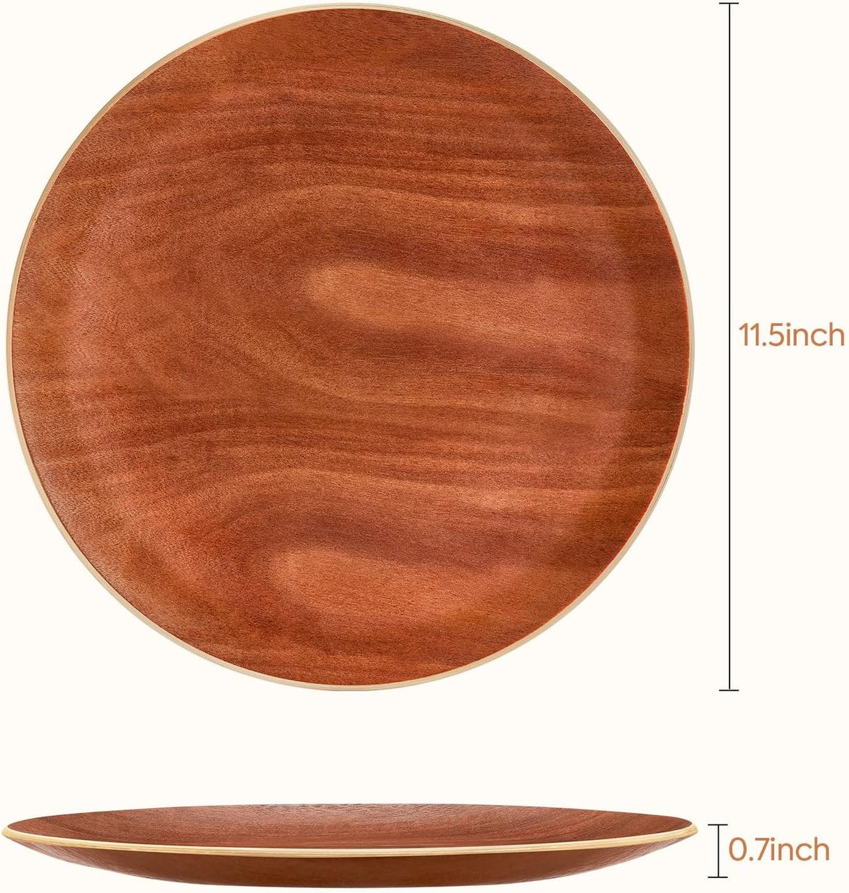 Yangbaga Acacia Wood Serving Tray: Round Decorative Tray for Home Decor