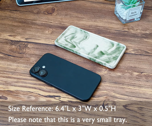 6.4" Porcelain Small Bathroom Narrow Mini Tray - Green