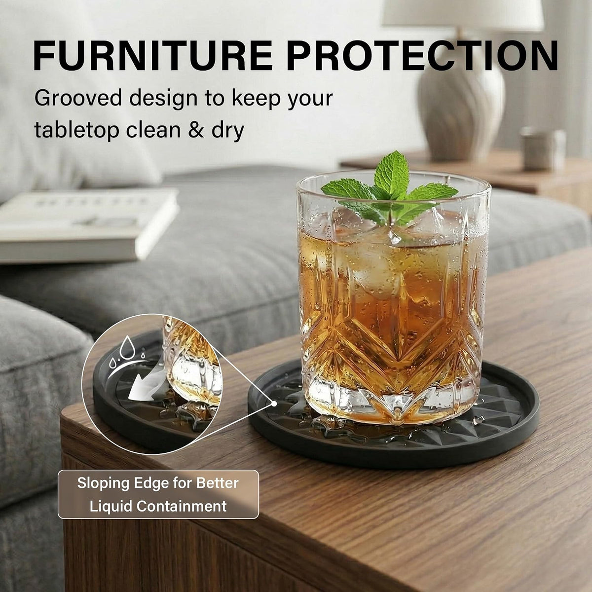 Silicone Drink Coasters Set of 4, Coaster for Desk