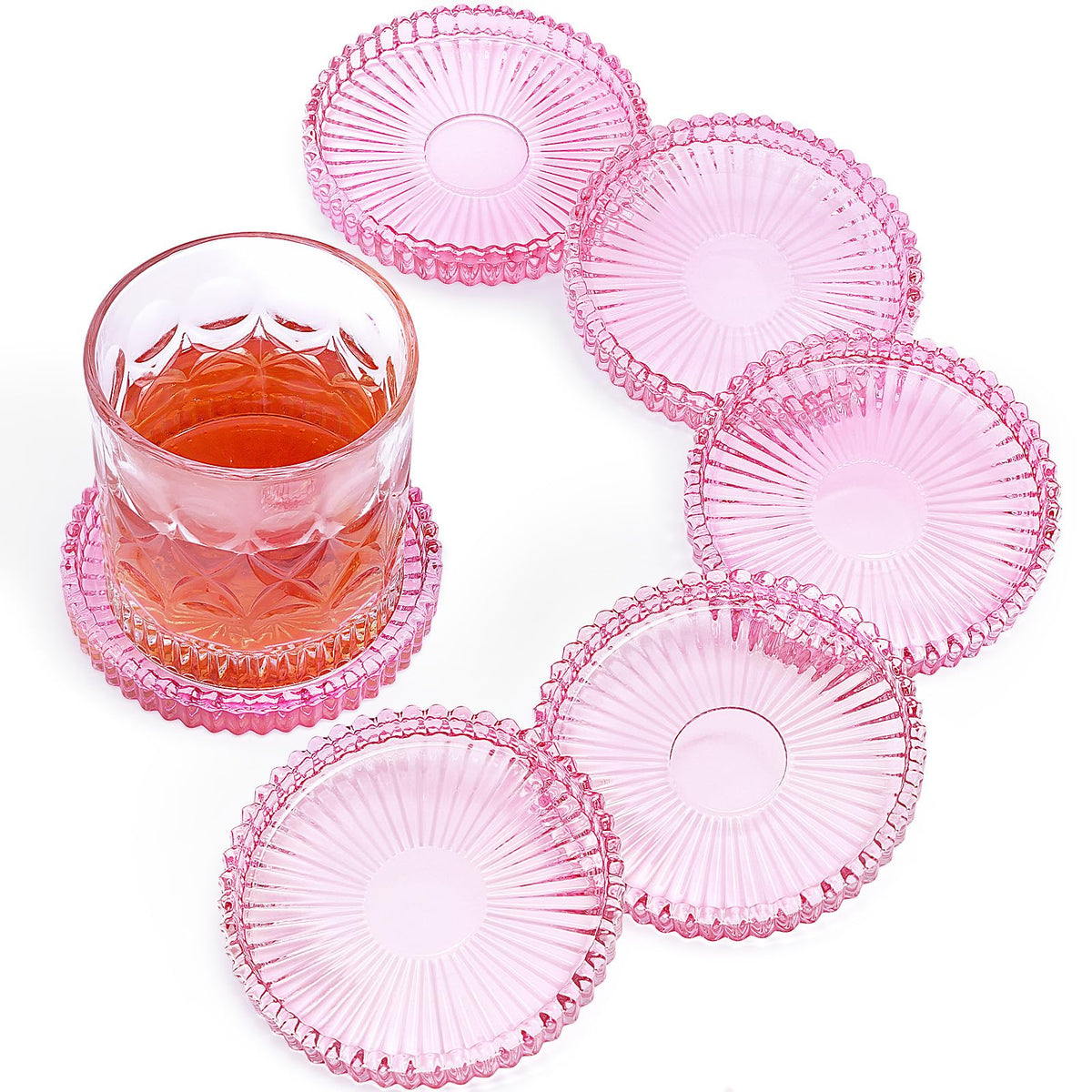 Modern Clear Glass Coasters Set of 6, Cute Coasters Table Mats for Drinks