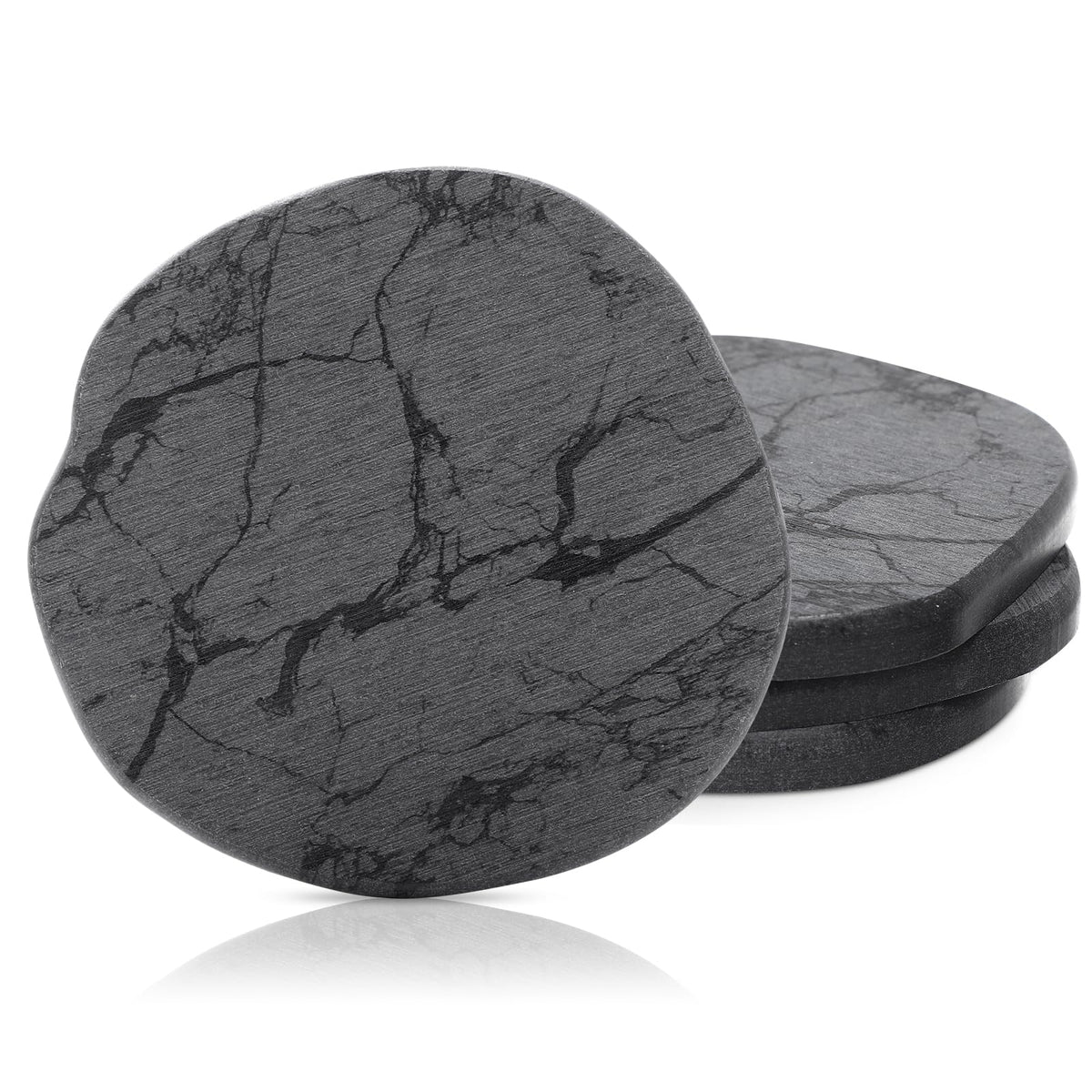 Diatomaceous Earth Coasters Set of 4，Cool Absorbent Quick-Dry Drink Coasters for Desks, Cute Modern Stone Design with Stylish White Aesthetic (4, White)