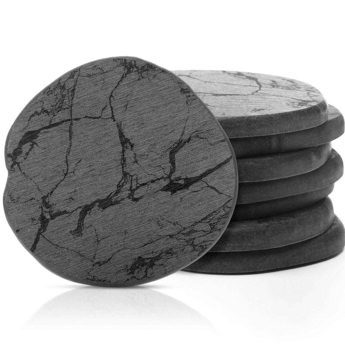 Diatomaceous Earth Coasters Set of 4，Cool Absorbent Quick-Dry Drink Coasters for Desks, Cute Modern Stone Design with Stylish White Aesthetic (4, White)