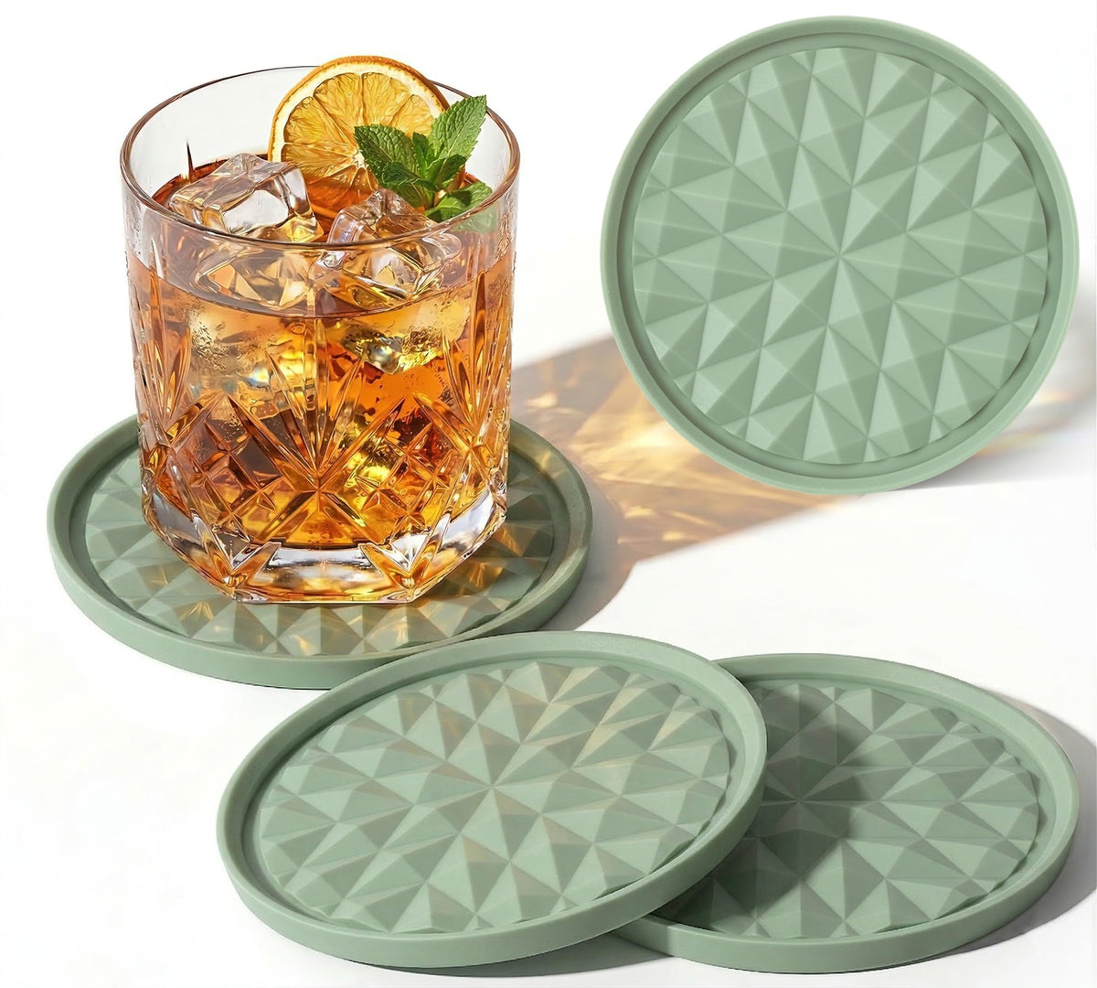 Silicone Drink Coasters Set of 4, Coaster for Desk