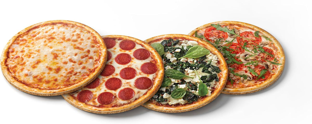 Genuine Fred HOT and Fresh Pizza Coasters, Set of 4 Realistic Pizza Style Drink Coasters, MDF and Cork, Packed in Authentic-Looking Mini Pizza Box, Fun and Functional Table Protection, Great Gift