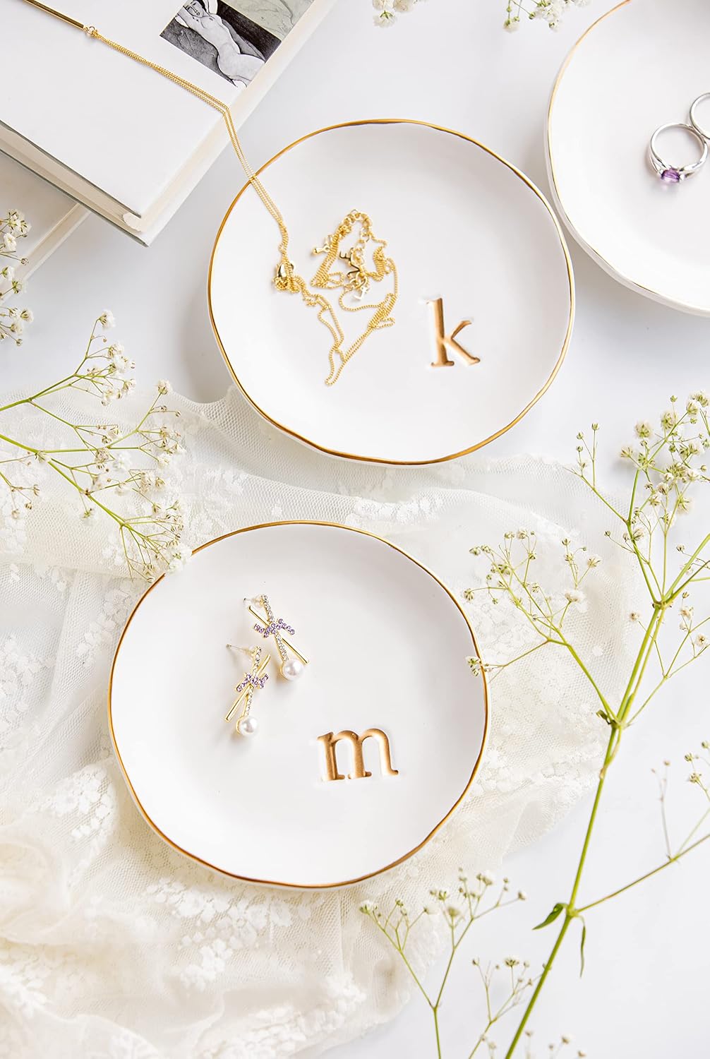 COLLECTIVE HOME Ceramic Jewelry Tray, Trinket Dish, Gifts for Women (M)