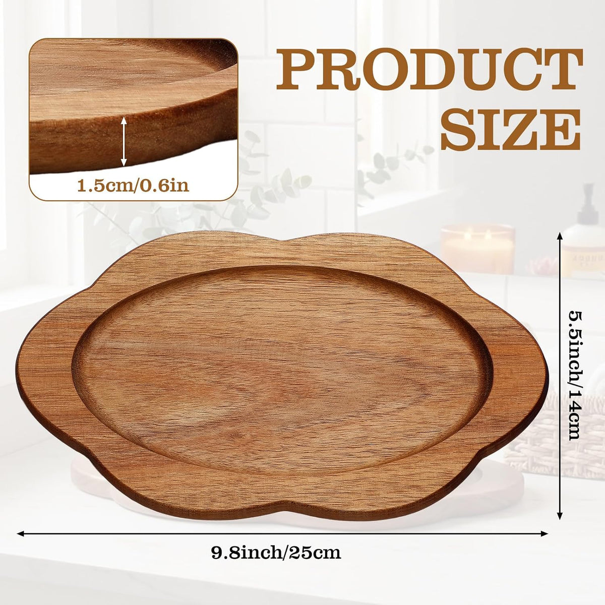 Rtteri Small Scalloped Decorative Tray Acacia Scalloped Wood Tray