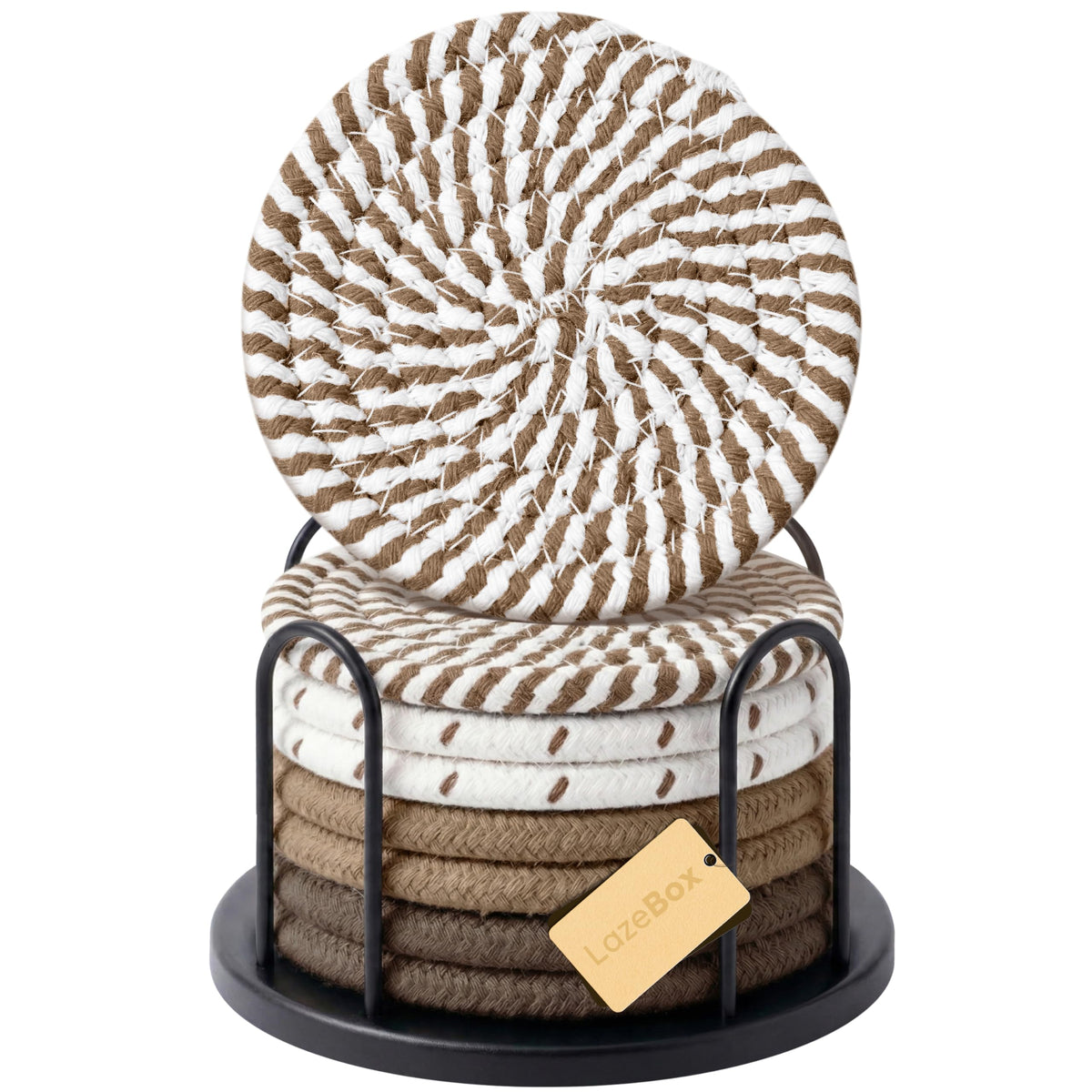 Lazebox Coasters Set of 8 for Drinks, 4 Inch Large Coasters for Coffee Table, Tabletop Protection for Hot & Cold Drinks, Versatile Coasters for Home Decor, Non-Slip & Easy to Clean, Olive Green