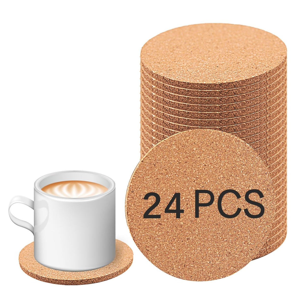 100 pcs Cork Coasters for Drinks, Bulk Blank Coasters DIY Crafts, Non-Slip, Heat-Resistant, Absorbent and Reusable Coffee Coaster for Home Tabletop Decoration