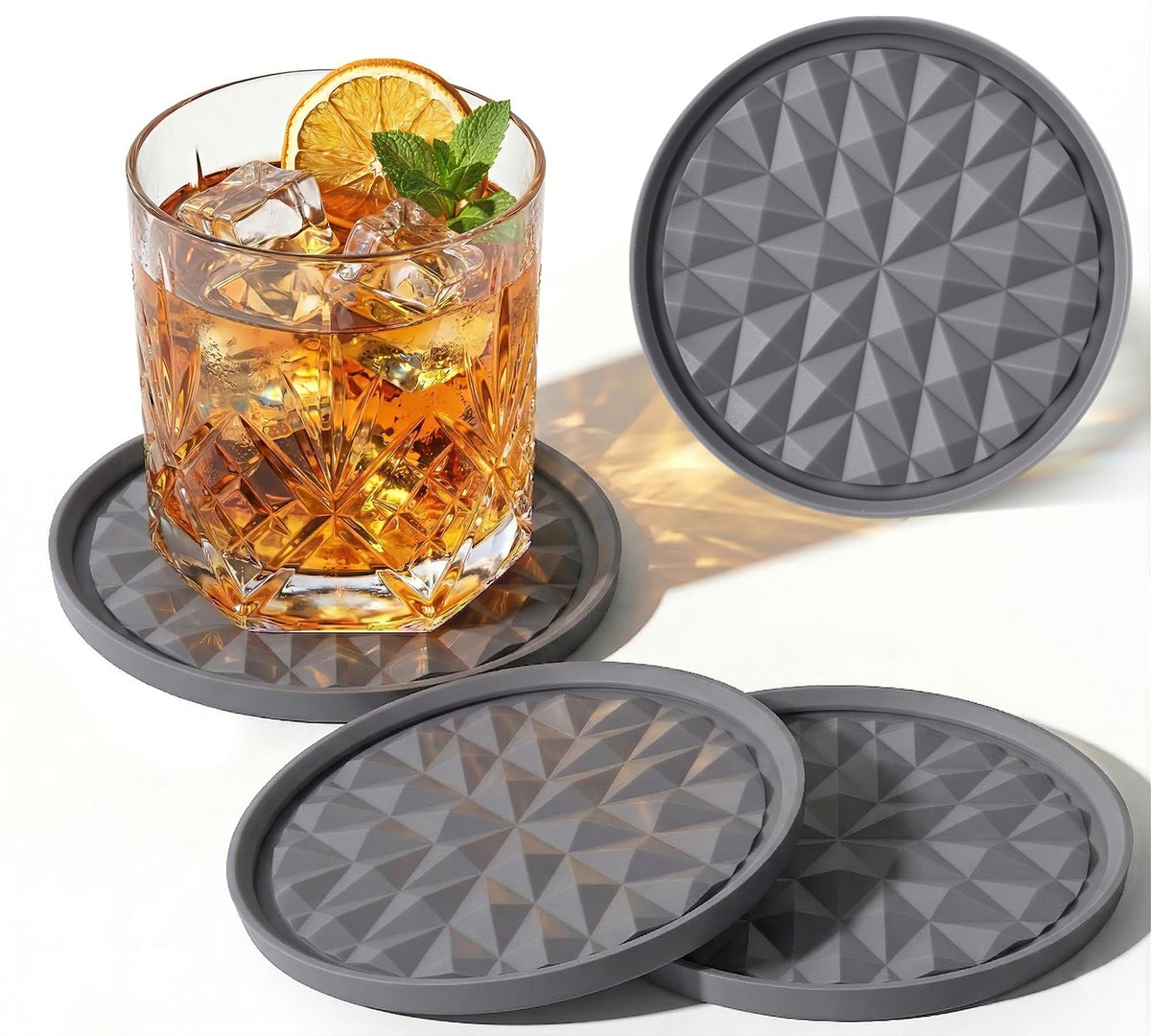 Silicone Drink Coasters Set of 4, Coaster for Desk