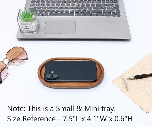 Small Wooden Tray (7.5 x 4.1 inch), Oval Mini Serving Tray
