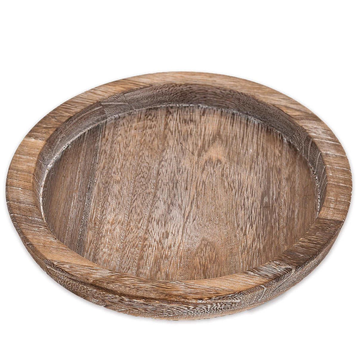 Rustic Wooden Serving Tray - Candle Holder Tray Home Decor, Small Wooden Serving Tray, Round Wood Tray for Coffee Table, Decorative Tray, Centerpiece Table Decorations for Home Decor (8.07 in), Retro