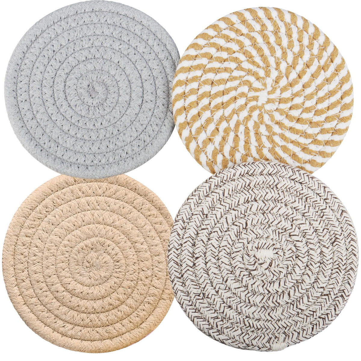 4.8" Drink Cotton Coasters Set of 2 - Large Absorbent Fabric Drink Pads for Coffee Mugs, Stylish Boho Cup Mats for Desk, Bedside Table, Plant Pots – Durable Minimalist Home Decor (Rich Blue, 2pack)