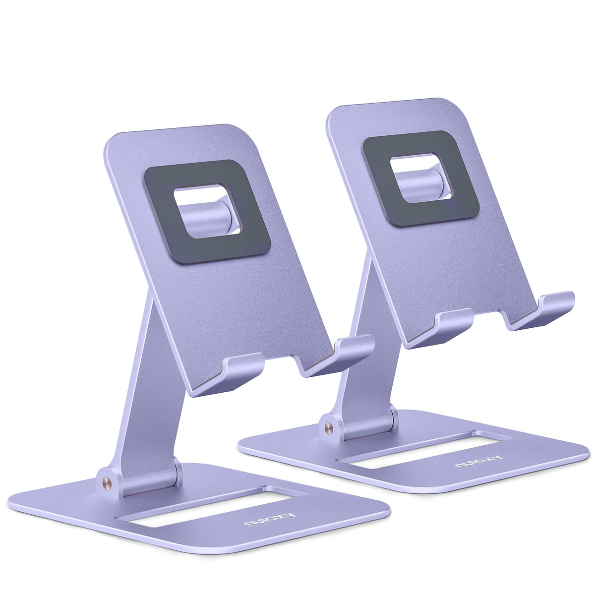 Nulaxy 2 Pcs Aluminum Dual Folding Cell Phone Stand for Desk, Black & Black