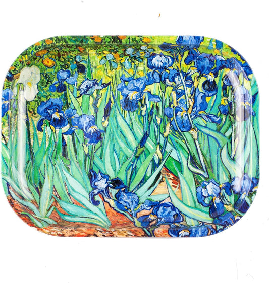 Metal Decorative Tray Small, Iris Flower 7x5.5in for Home Storage